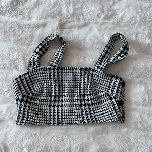 Free People houndstooth button crop top